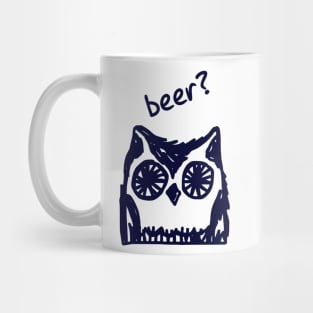 Beer? Who said beer? Thirsty owl typographic print Mug